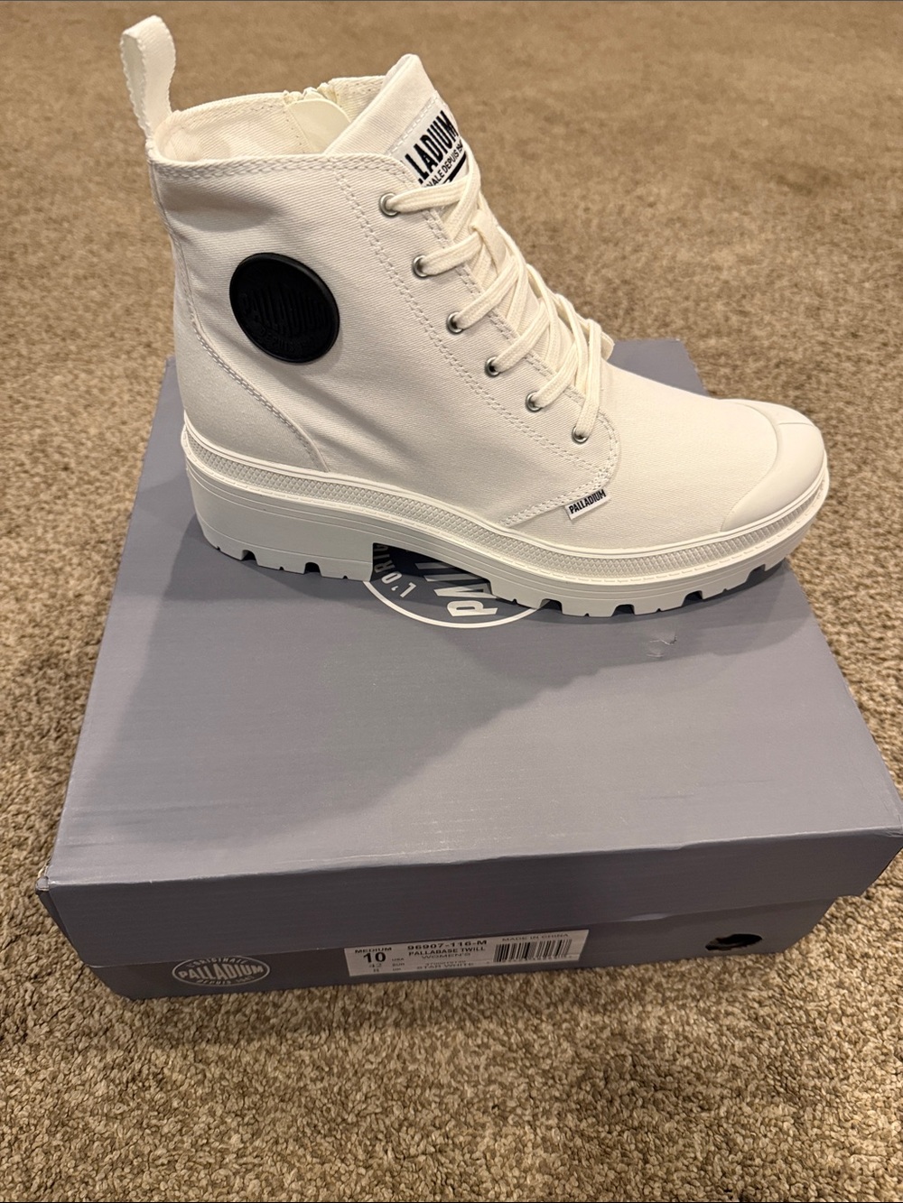 Palladium Women’s White Canvas Lace-Up Platform Boot